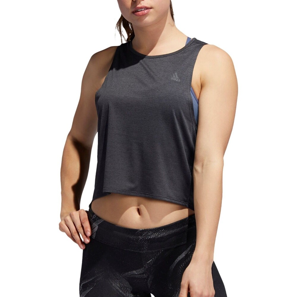 NEW Adidas Women's on the run Cropped Black Tank X Large sleeveless XL